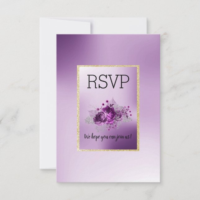 Purple Lilac Sencillo Elegante Floral RSVP (Anverso)
