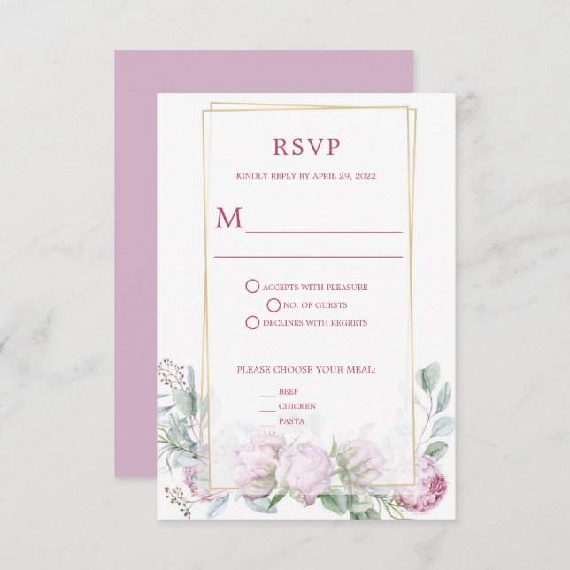 Purple Lilacs RSVP - Amy (Anverso / Reverso)