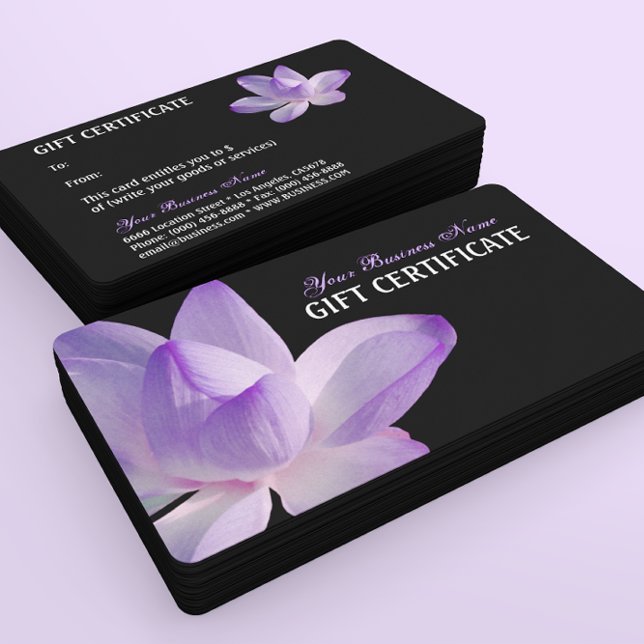 Purple Lotus Bloom sobre el certificado de regalo  (Subido por el creador)