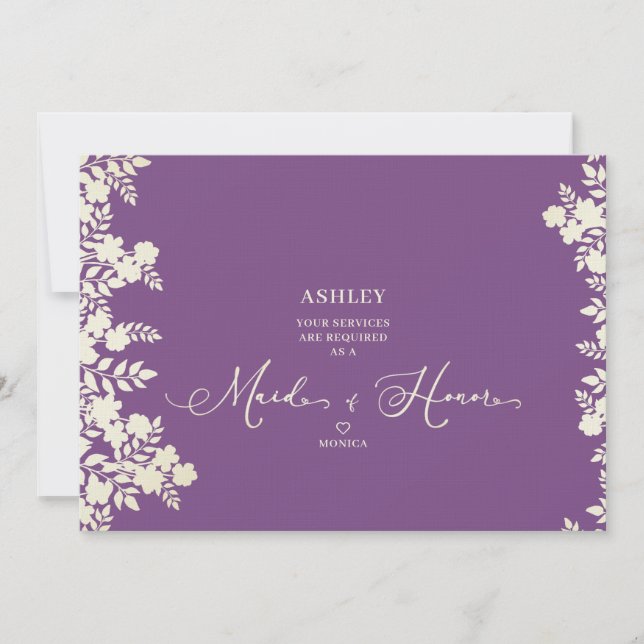 Purple Maid of Honor Proposal Botanical Frame (Anverso)