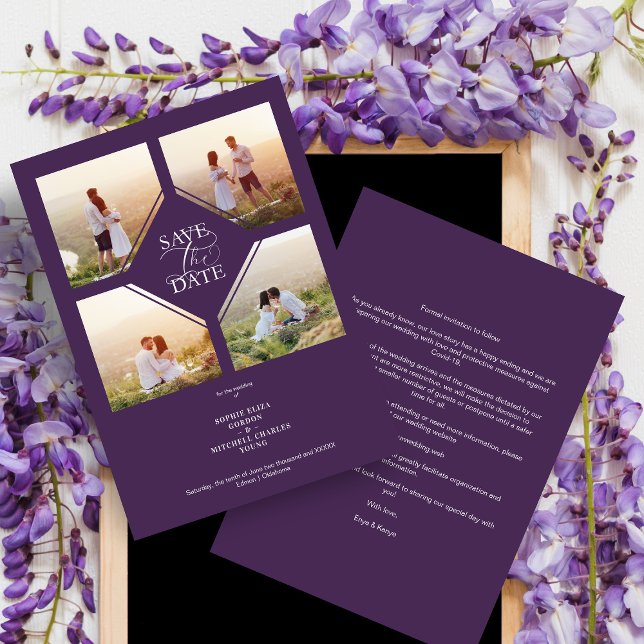 Purple Minimalist Wedding Fancy 4 Photos Collage (Subido por el creador)