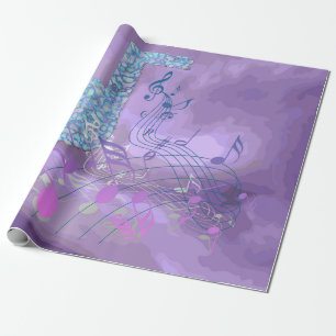 Purple Music Notes Resumen de papel de ajuste