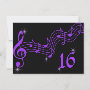 Purple Music Notes Sweet 16 Invitaciones