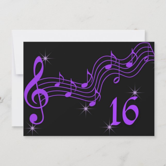 Purple Music Notes Sweet 16 Invitaciones (Anverso)