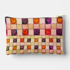 Purple naranja corazones gingham Phone bolsa acces