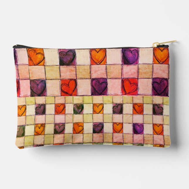 Purple naranja corazones gingham Phone bolsa acces (Reverso )