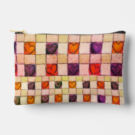 Purple naranja corazones gingham Phone bolsa acces