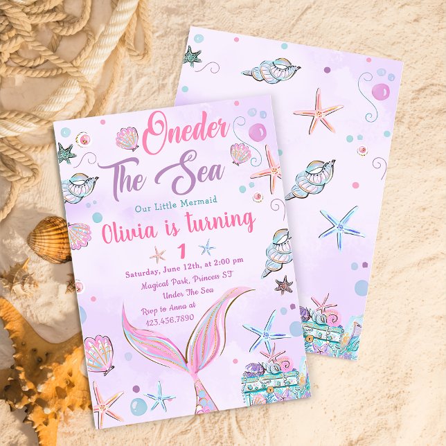 Purple ONEder The Sea Mermaid Birthday Invitación (Subido por el creador)