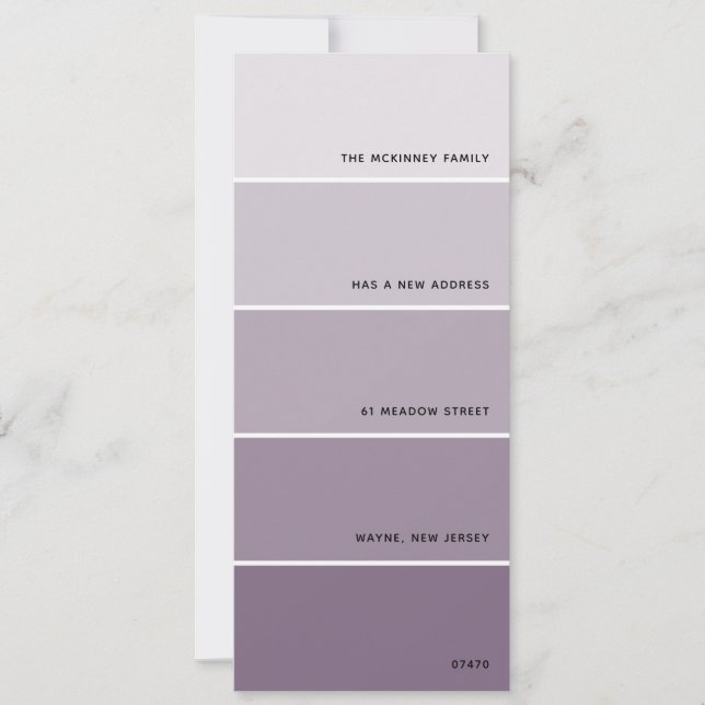 Purple Paint Swatch Nueva Invitación de dirección (Anverso)