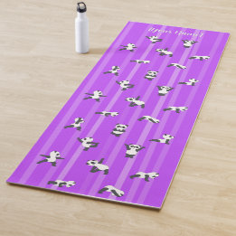 Purple Panda Yoga Mat Custom Name Same Both Sides