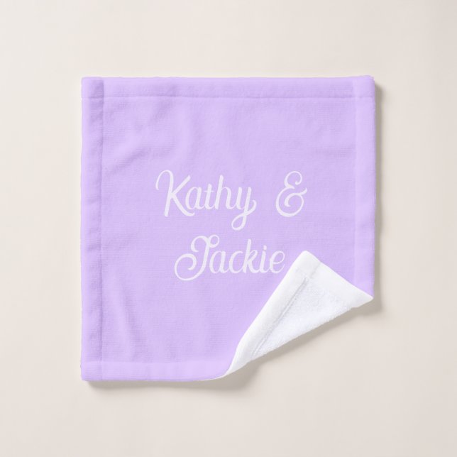 Purple pastel retro couple wedding name stylish na (Toallita)