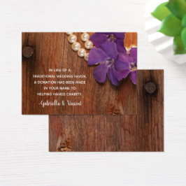 Purple Periwinkle Barn Wood Boda Charity Favor