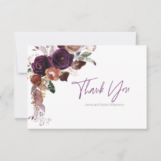 Purple Plum Floral Personalizado Gracias Notas (Anverso)