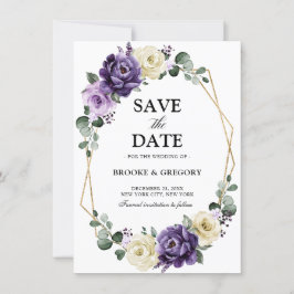 Purple Plum marfil oro geométrico Save the Date