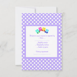 PURPLE POLKA DOT BABY SHOWER RSVP BLOQUES