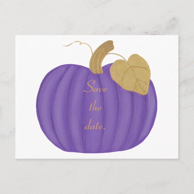 Purple Pumpkin Guardar la fecha Postales para Boda (Anverso)
