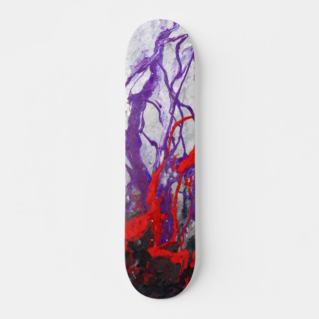 Purple Red Marble Vein Abstract Skateboard (Anverso )