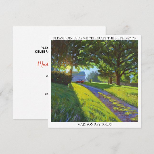 Purple Red Yellow Green Birthday Celebration Party (Anverso / Reverso)