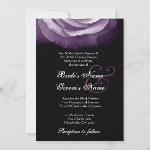 PURPLE Rosa Petals Invitación a matrimonio
