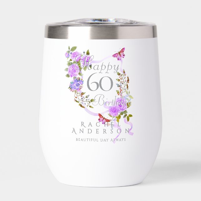 Purple Rose Ribbon 60th Birthday (Frente)