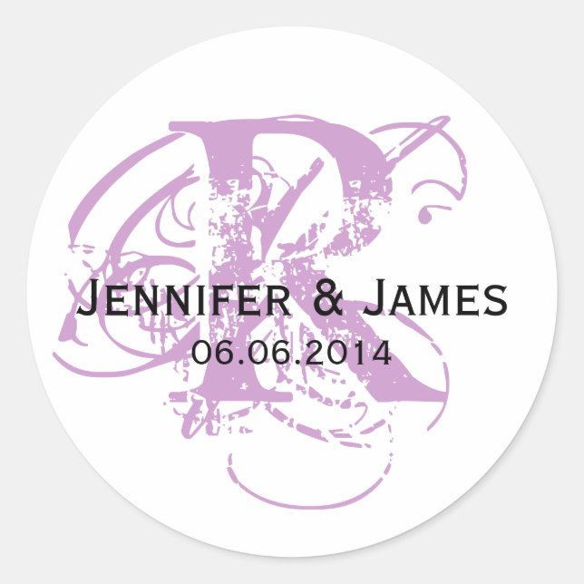 Purple Save the Date Wedding Favor de los Pegatina (Anverso)