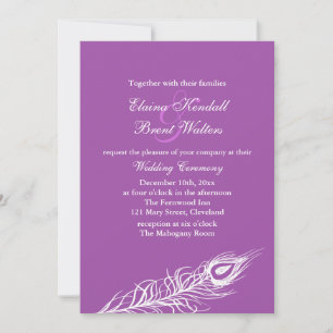 Purple Shake your Tail Feathers Wedding Invitación