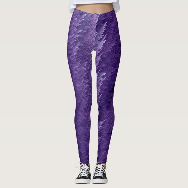 Purple Shimmer Feather Tartan Leggings (Anverso)