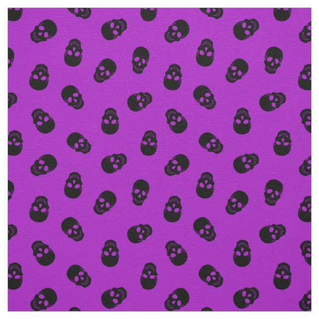 Purple Skull Feliz Halloween Tela moderna (Retal)