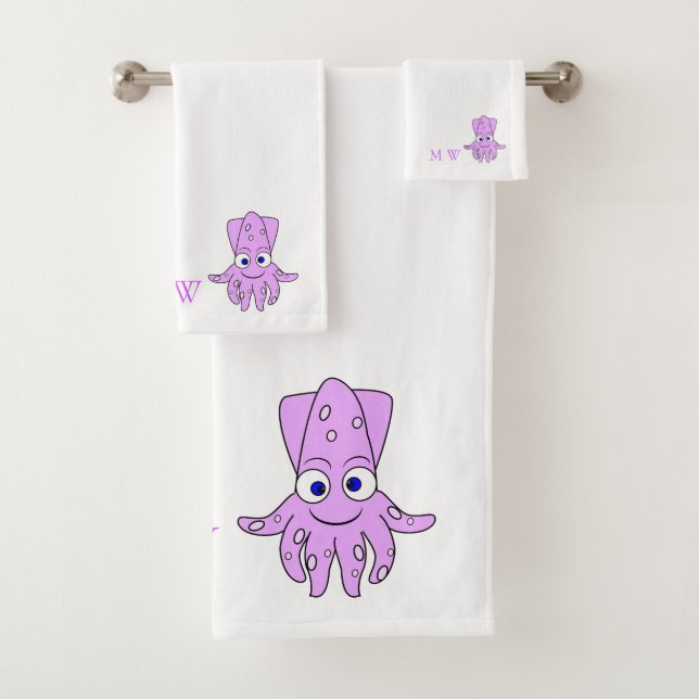 Purple Squid Design Monogrammed (In situ)