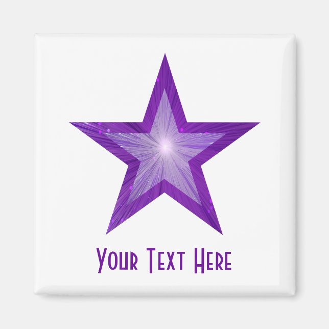 Purple Star frigorífico 'Your Text' imán cuadrado  (Frente)
