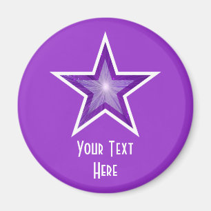 Purple Star 'Your Text' imán de refrigerador morad
