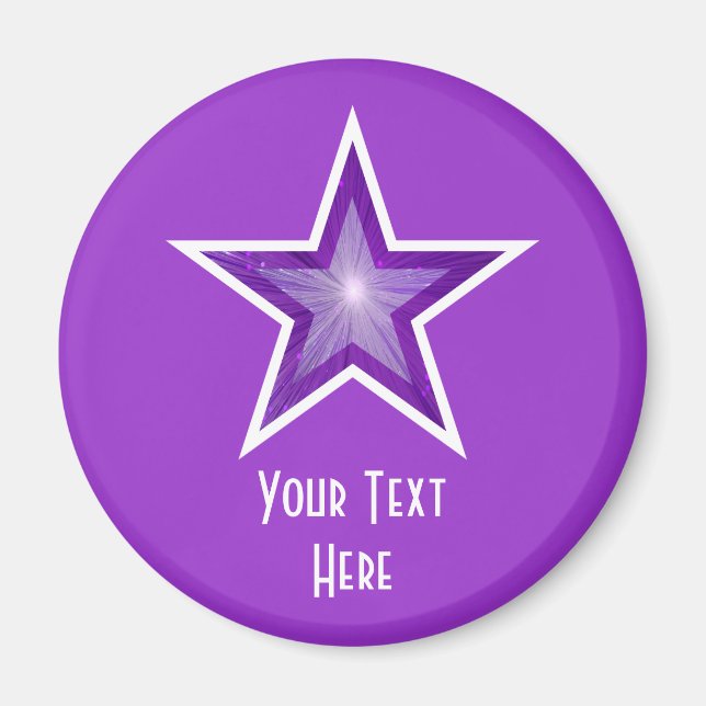Purple Star 'Your Text' imán de refrigerador morad (Frente)