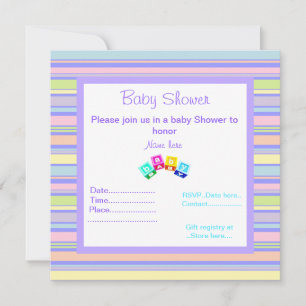 PURPLE STRIPEY BLOQUES DE INVITACIÓN DE BABY SHOWE
