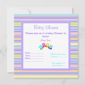PURPLE STRIPEY BLOQUES DE INVITACIÓN DE BABY SHOWE