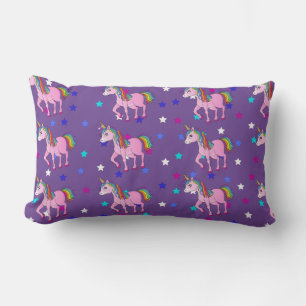 Purple Unicornio y estrella Imprimir almohada lumb