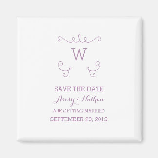 Purple Whimsical Flourier Salve el imán de la fech