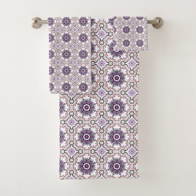 Purple, white and gray geometric mandala pattern  (In situ)