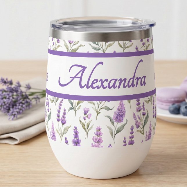 Purple Wildflower Watercolor Monogram Name (Subido por el creador)
