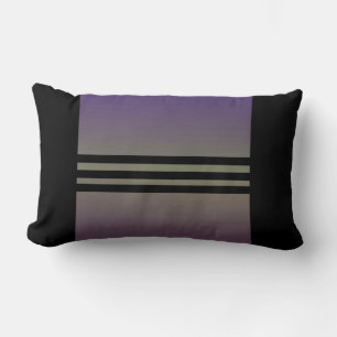 Púrpura 3 banda negra Lumbar almohada decorativa