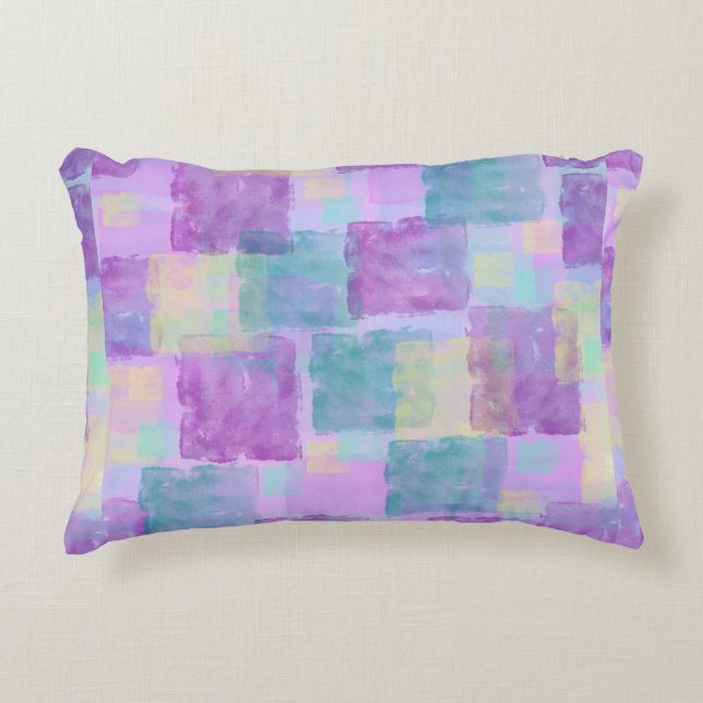 Púrpura Abstracción Cuadrados Almohada Acento (Anverso)