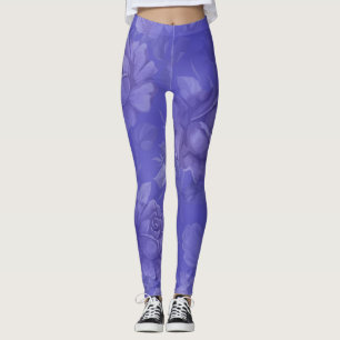 Púrpura acuarela Floral Mujeres Leggings