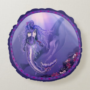Púrpura almohada redonda de sirena oceánica