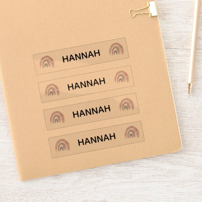 Púrpura Arcoiris Rosa Nombre transparente Pegatina (Cuaderno)