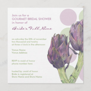Púrpura artichoa paja Bridal Shower Invitación