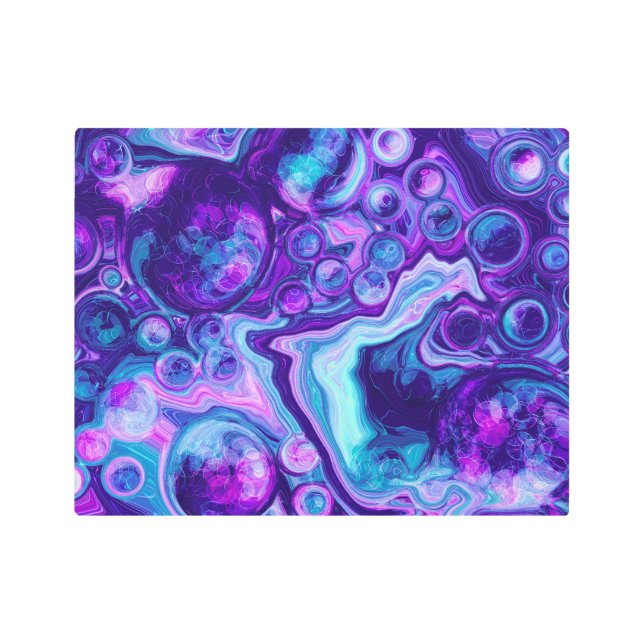 Púrpura, azul, arte de líquido de mármol rosa (Anverso)