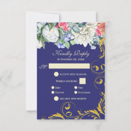 Púrpura azul azul rosa dorado Swirls Botánico RSVP