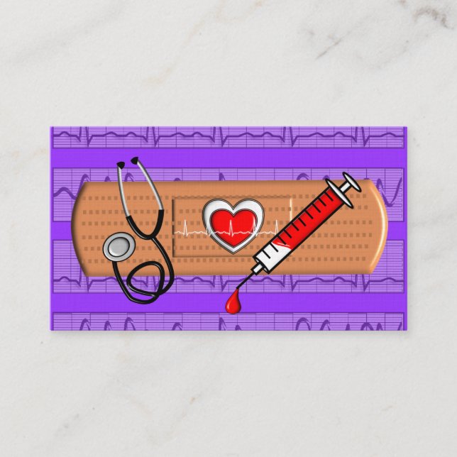 Púrpura Bandaid grande médica de las tarjetas de (Anverso)