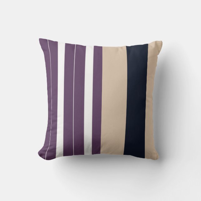 Púrpura/blanca/negra/tan almohada reversible (Anverso)