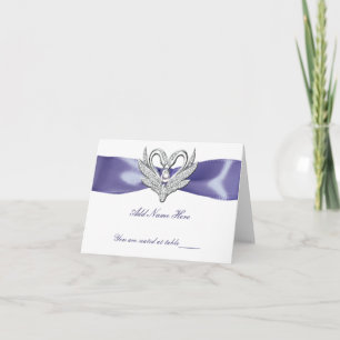 Púrpura Blue Silver Swans Table Place Card