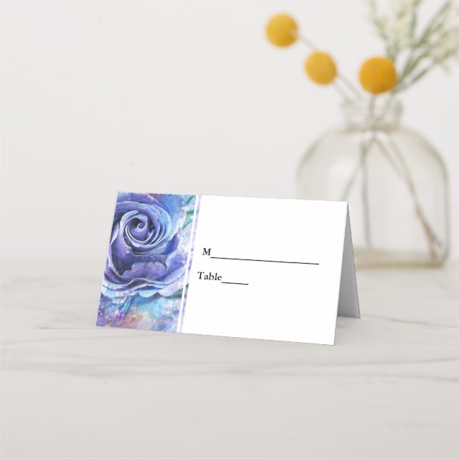 Púrpura Boda Floral Tabla con tarjeta (Anverso)